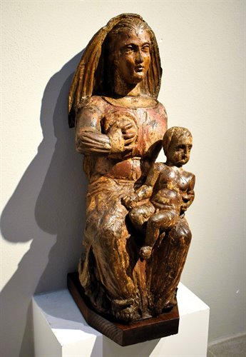"The Virgin of the Milk"  Medieval wooden sculpture